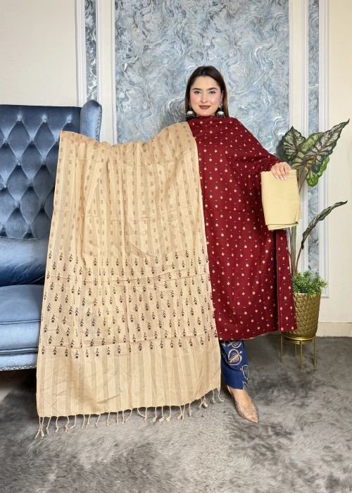Premium Cotton Ready 3 Pieces Code-2401